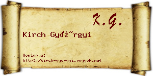Kirch Györgyi névjegykártya